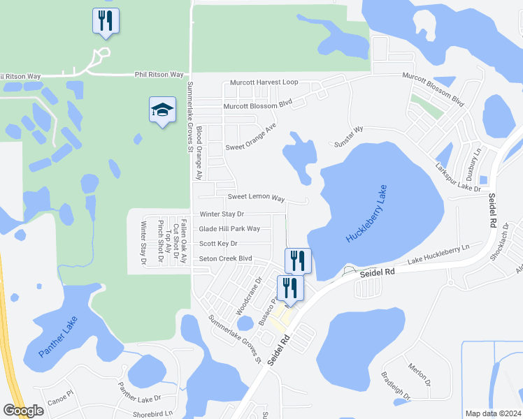 map of restaurants, bars, coffee shops, grocery stores, and more near 14933 Winter Stay Drive in Winter Garden