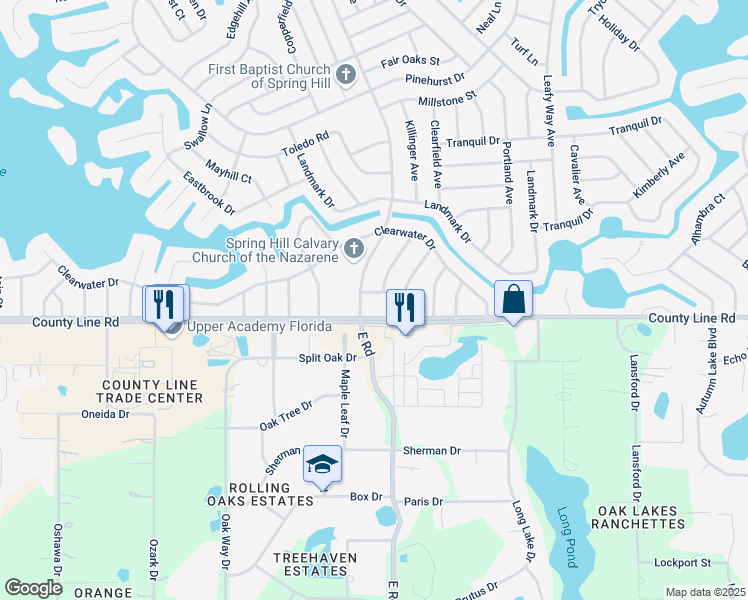 map of restaurants, bars, coffee shops, grocery stores, and more near in Pasco County