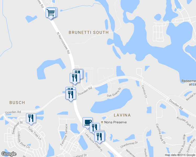 map of restaurants, bars, coffee shops, grocery stores, and more near 9948 Shadow Creek Drive in Orlando