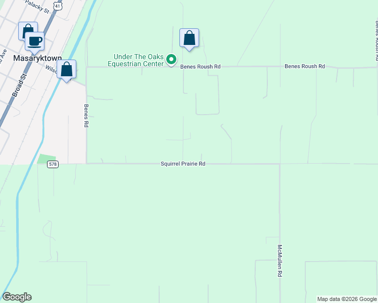 map of restaurants, bars, coffee shops, grocery stores, and more near 17205 Squirrel Prairie Road in Masaryktown