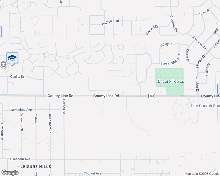 map of restaurants, bars, coffee shops, grocery stores, and more near 11787-12163 County Line Road in Spring Hill