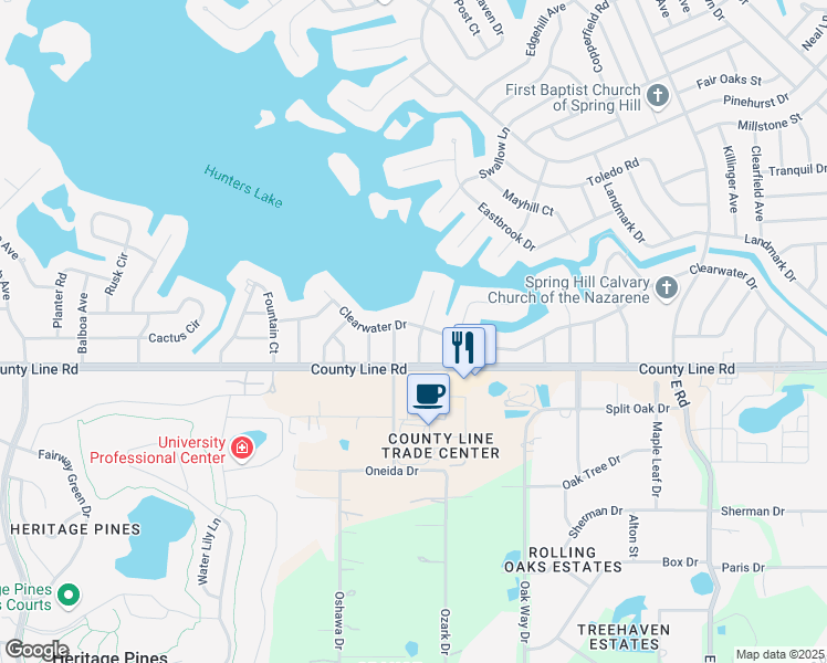 map of restaurants, bars, coffee shops, grocery stores, and more near 141 Galiano Court in Spring Hill