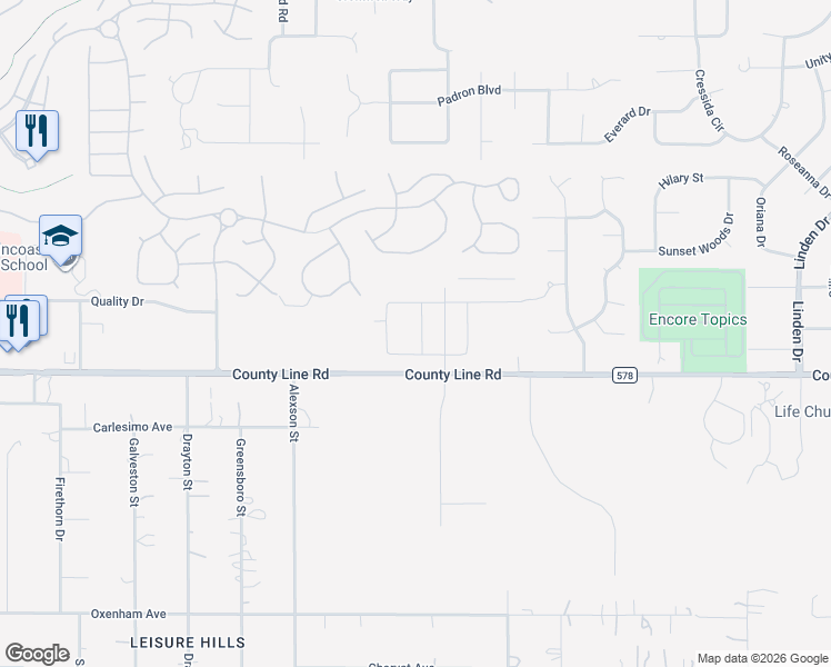 map of restaurants, bars, coffee shops, grocery stores, and more near 150 Hartford Court in Spring Hill