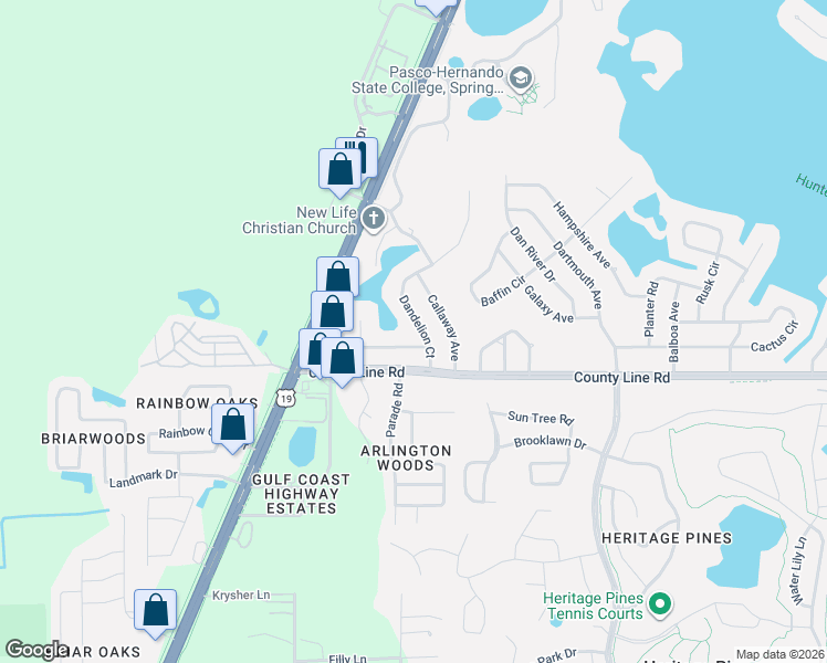 map of restaurants, bars, coffee shops, grocery stores, and more near 149 Dandelion Court in Spring Hill