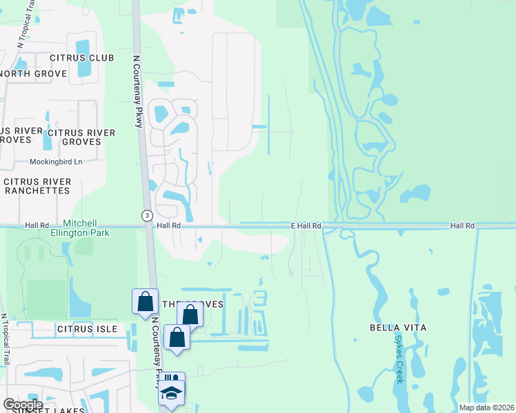 map of restaurants, bars, coffee shops, grocery stores, and more near 450 East Hall Road in Merritt Island