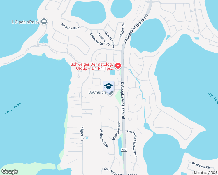 map of restaurants, bars, coffee shops, grocery stores, and more near 8868 Della Scala Circle in Orlando