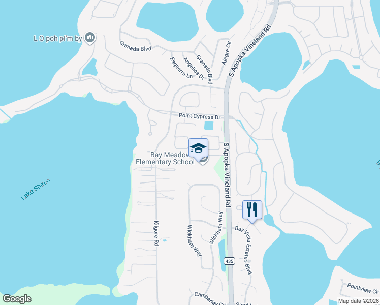 map of restaurants, bars, coffee shops, grocery stores, and more near 8932 Grey Hawk Point in Orlando