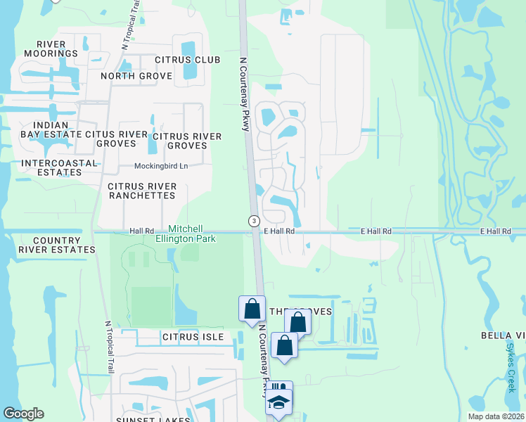 map of restaurants, bars, coffee shops, grocery stores, and more near 4315 Sea Gull Drive in Merritt Island
