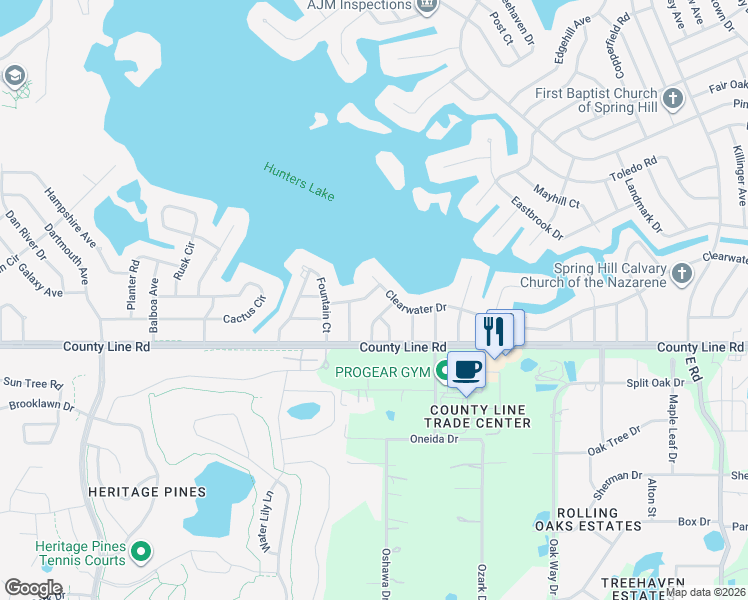 map of restaurants, bars, coffee shops, grocery stores, and more near 6204 Roxboro Street in Spring Hill