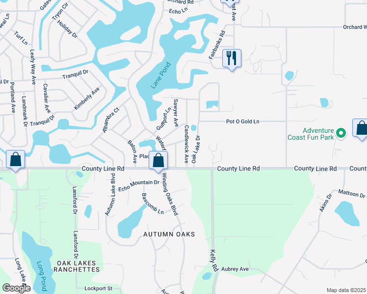 map of restaurants, bars, coffee shops, grocery stores, and more near 145 Candlewick Avenue in Spring Hill
