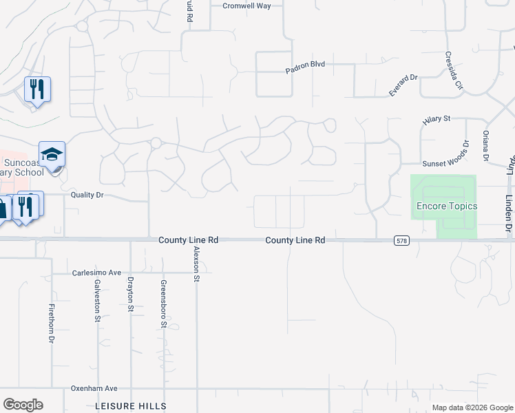 map of restaurants, bars, coffee shops, grocery stores, and more near 150 Hartford Court in Spring Hill