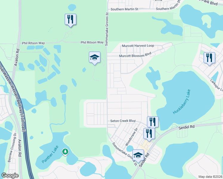map of restaurants, bars, coffee shops, grocery stores, and more near 15760 Sweet Limetta Drive in Winter Garden