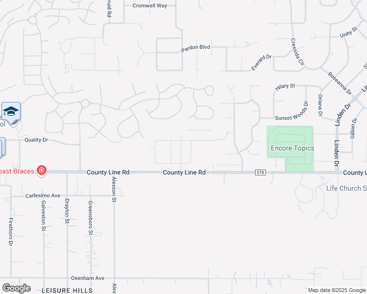 map of restaurants, bars, coffee shops, grocery stores, and more near 11787-12163 County Line Road in Spring Hill