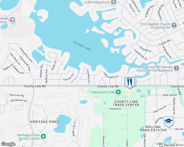 map of restaurants, bars, coffee shops, grocery stores, and more near 6175 Roxboro Street in Spring Hill