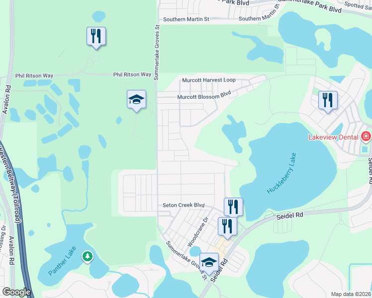map of restaurants, bars, coffee shops, grocery stores, and more near 15760 Sweet Limetta Drive in Winter Garden
