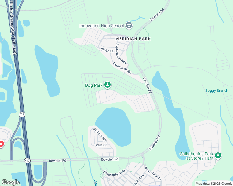 map of restaurants, bars, coffee shops, grocery stores, and more near 10243 Authors Way in Orlando