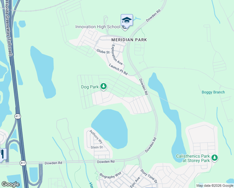 map of restaurants, bars, coffee shops, grocery stores, and more near 10243 Authors Way in Orlando