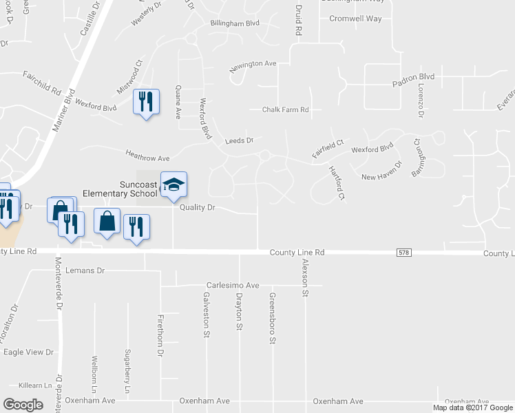 map of restaurants, bars, coffee shops, grocery stores, and more near Farnsworth Boulevard in Spring Hill