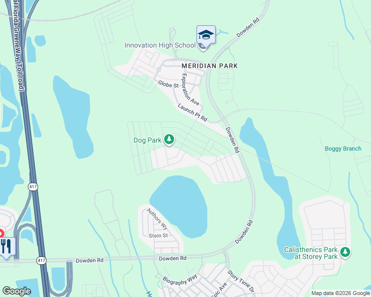 map of restaurants, bars, coffee shops, grocery stores, and more near 10229 Authors Way in Orlando