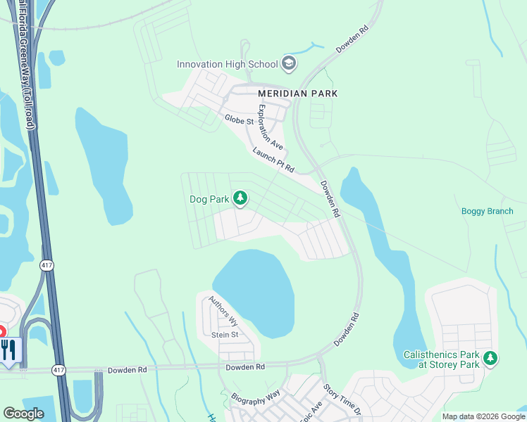 map of restaurants, bars, coffee shops, grocery stores, and more near 10229 Authors Way in Orlando