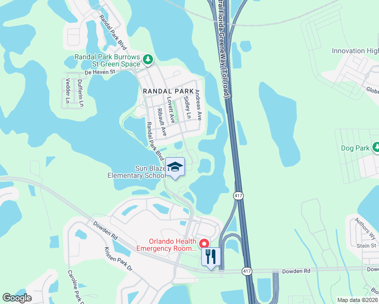map of restaurants, bars, coffee shops, grocery stores, and more near 8939 Hildreth Avenue in Orlando
