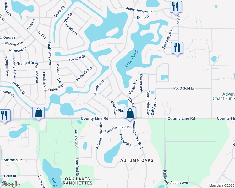 map of restaurants, bars, coffee shops, grocery stores, and more near 8193 Page Lane in Spring Hill
