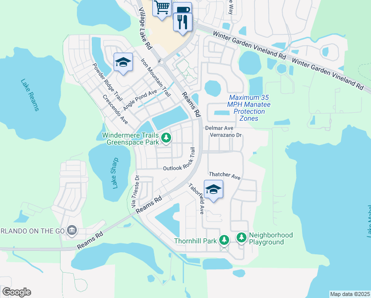 map of restaurants, bars, coffee shops, grocery stores, and more near 9059 Reflection Pointe Drive in Windermere