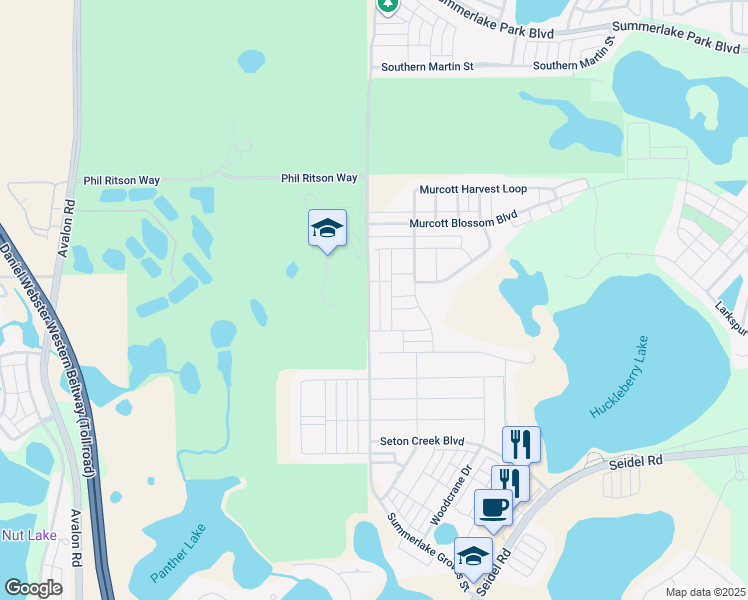 map of restaurants, bars, coffee shops, grocery stores, and more near 7237 Summerlake Groves Street in Winter Garden