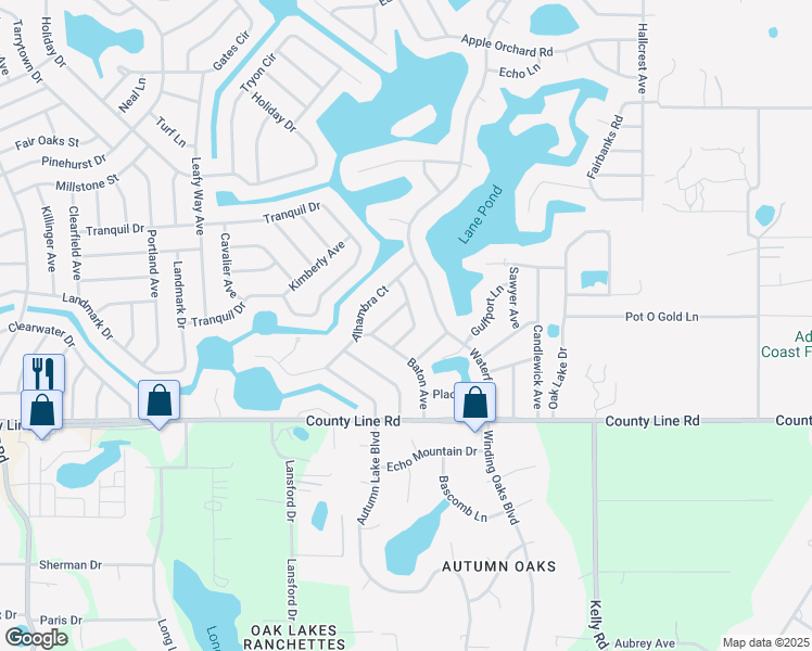 map of restaurants, bars, coffee shops, grocery stores, and more near 217 Glenlock Lane in Spring Hill