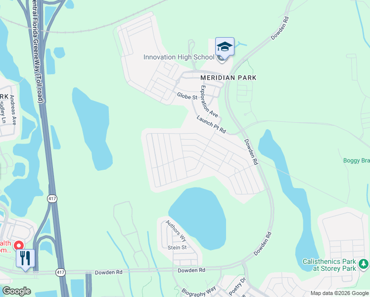 map of restaurants, bars, coffee shops, grocery stores, and more near 9438 Launch Point Road in Orlando