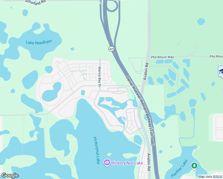 map of restaurants, bars, coffee shops, grocery stores, and more near 16208 Wind View Lane in Winter Garden