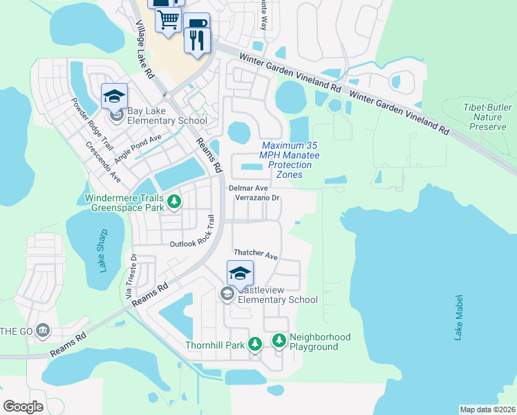 map of restaurants, bars, coffee shops, grocery stores, and more near 8826 Arrabida Lane in Orlando