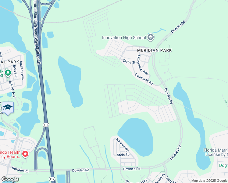 map of restaurants, bars, coffee shops, grocery stores, and more near Central Florida GreeneWay in Orlando