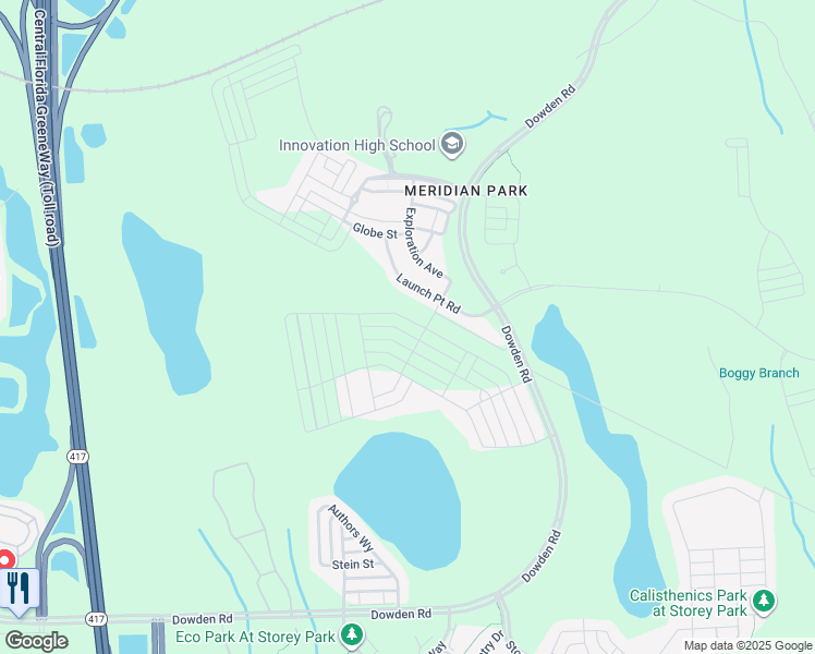 map of restaurants, bars, coffee shops, grocery stores, and more near 9443 Launch Point Road in Orlando