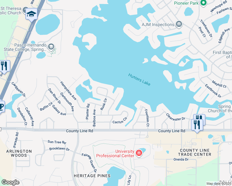 map of restaurants, bars, coffee shops, grocery stores, and more near 276 Eastpoint Court in Spring Hill