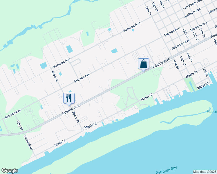 map of restaurants, bars, coffee shops, grocery stores, and more near 2244 Adams Street in Port O'Connor