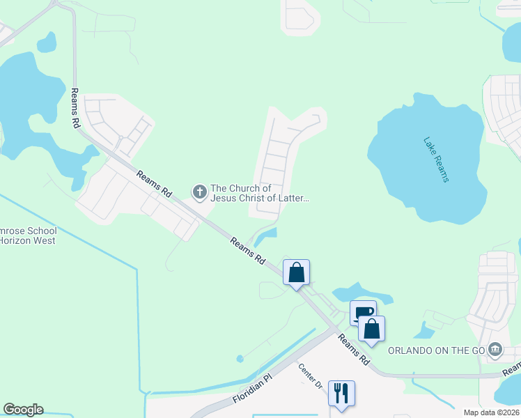map of restaurants, bars, coffee shops, grocery stores, and more near 8725 Abbotsbury Drive in Windermere