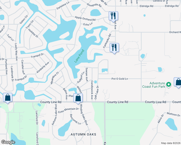 map of restaurants, bars, coffee shops, grocery stores, and more near 255 Candlewick Avenue in Spring Hill