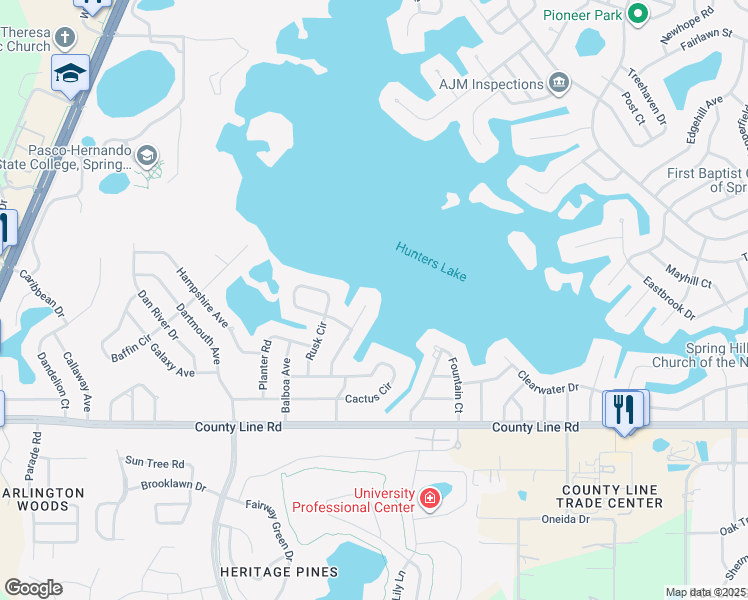 map of restaurants, bars, coffee shops, grocery stores, and more near 276 Eastpoint Court in Spring Hill