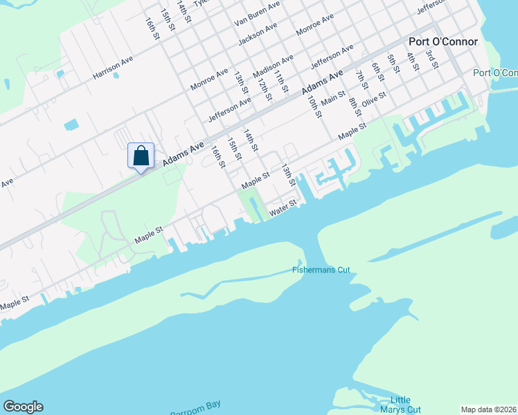 map of restaurants, bars, coffee shops, grocery stores, and more near 1 Pirates Cove in Port O'Connor