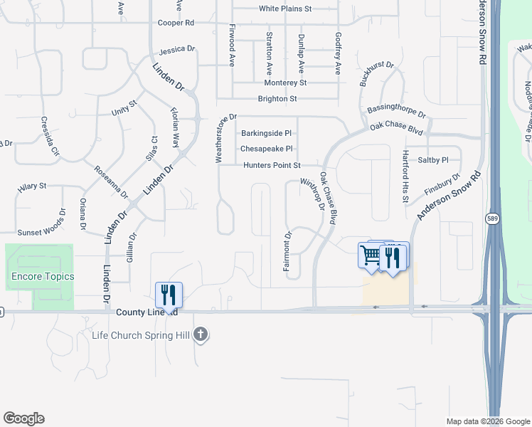 map of restaurants, bars, coffee shops, grocery stores, and more near 236 Sparks Road in Spring Hill