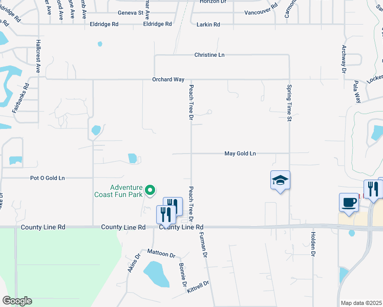 map of restaurants, bars, coffee shops, grocery stores, and more near 280 Peach Tree Drive in Spring Hill