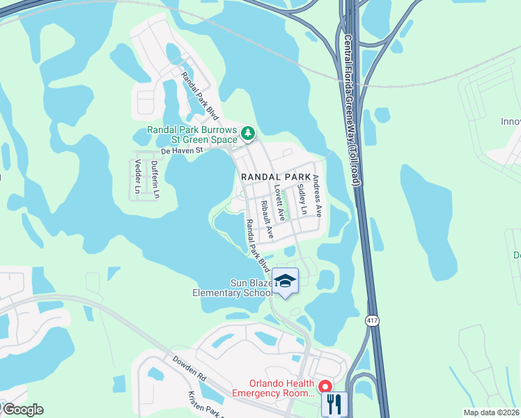 map of restaurants, bars, coffee shops, grocery stores, and more near 8717 Ribault Avenue in Orlando