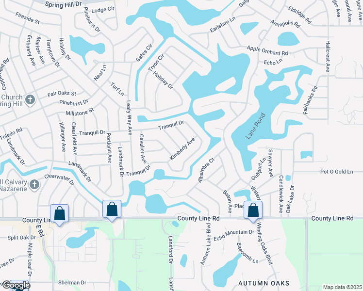 map of restaurants, bars, coffee shops, grocery stores, and more near 8045 Harding Avenue in Spring Hill