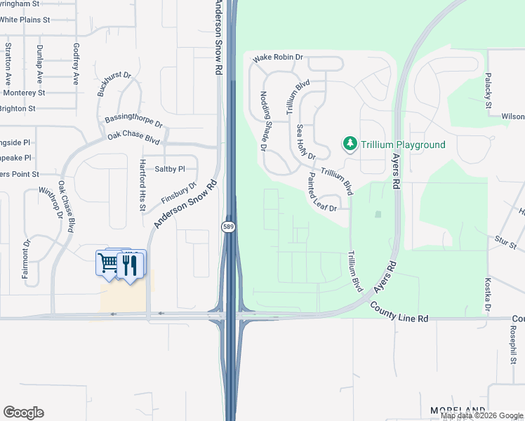 map of restaurants, bars, coffee shops, grocery stores, and more near 277 Coast Drive in Masaryktown