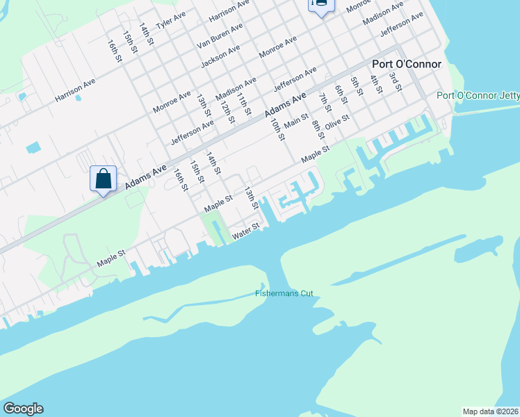 map of restaurants, bars, coffee shops, grocery stores, and more near 502 12th Street in Port Lavaca