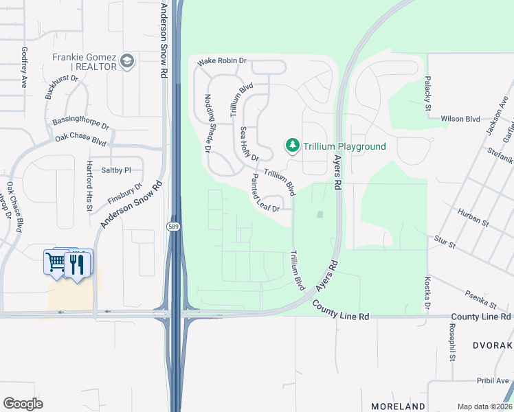 map of restaurants, bars, coffee shops, grocery stores, and more near 537 Painted Leaf Dr in Brooksville