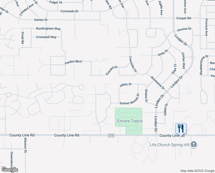 map of restaurants, bars, coffee shops, grocery stores, and more near 330 Forest Wood Court in Spring Hill