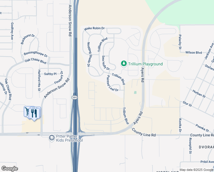 map of restaurants, bars, coffee shops, grocery stores, and more near 563 Painted Leaf Drive in Brooksville