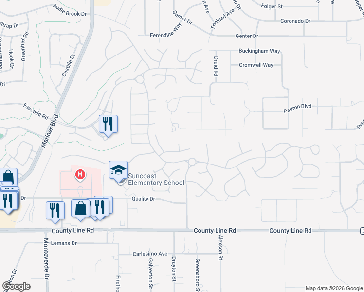 map of restaurants, bars, coffee shops, grocery stores, and more near 308 McIntosh Court in Spring Hill